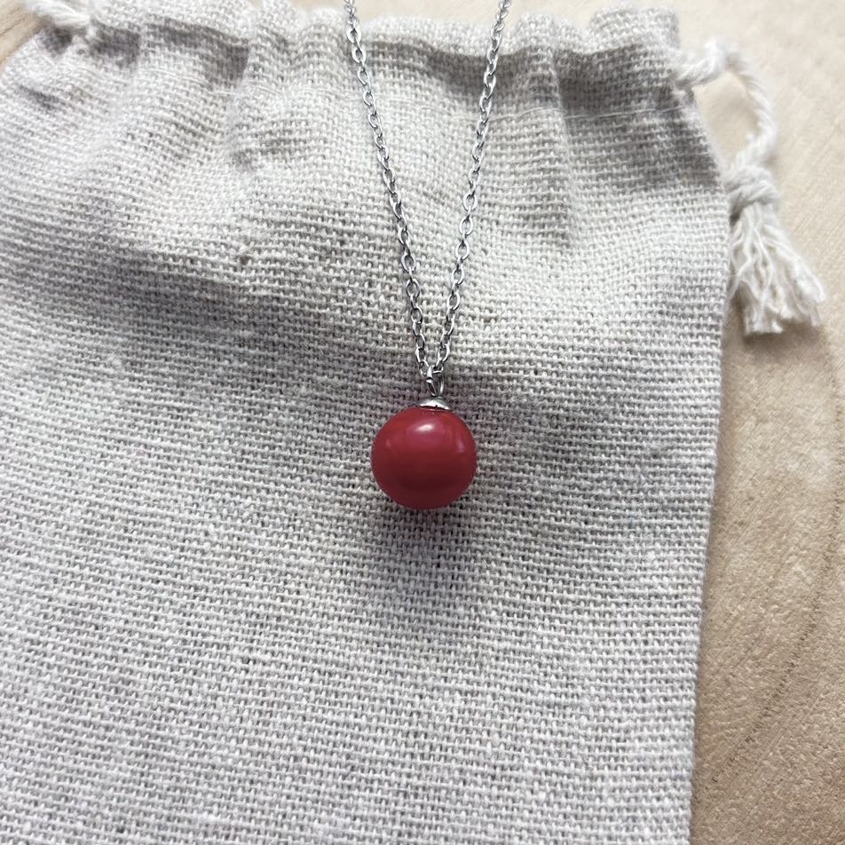 Collier petite perle « Coquelicot »