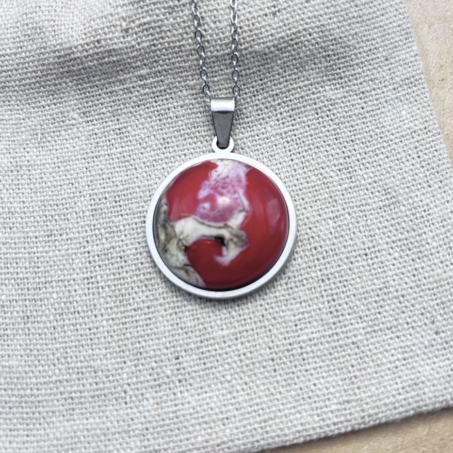 Collier cabochon « Coquelicot »