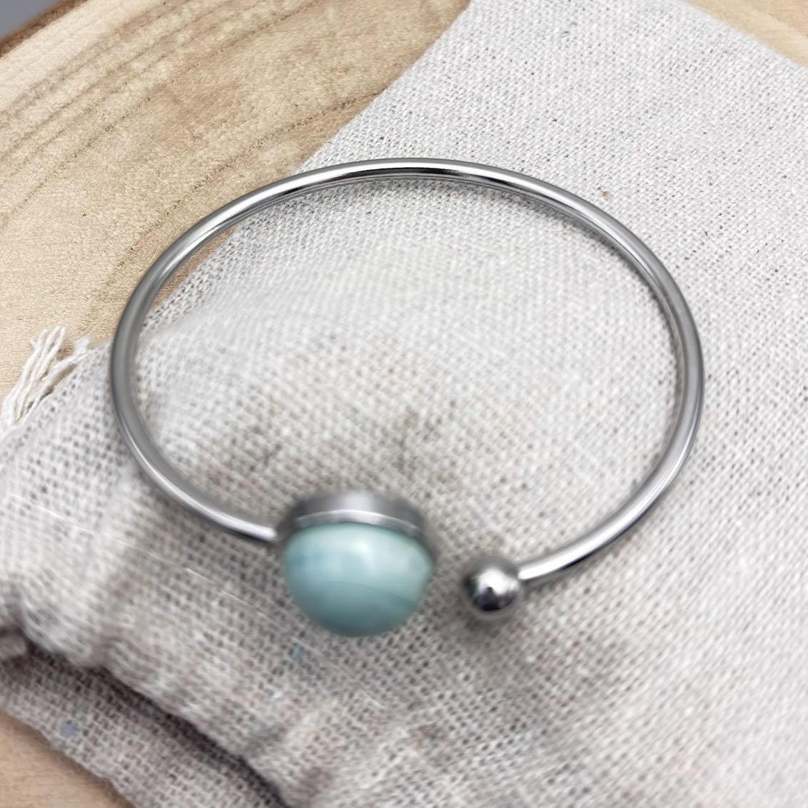 Bracelet-Jonc-Dessus-Acier-Turquoise-Uni