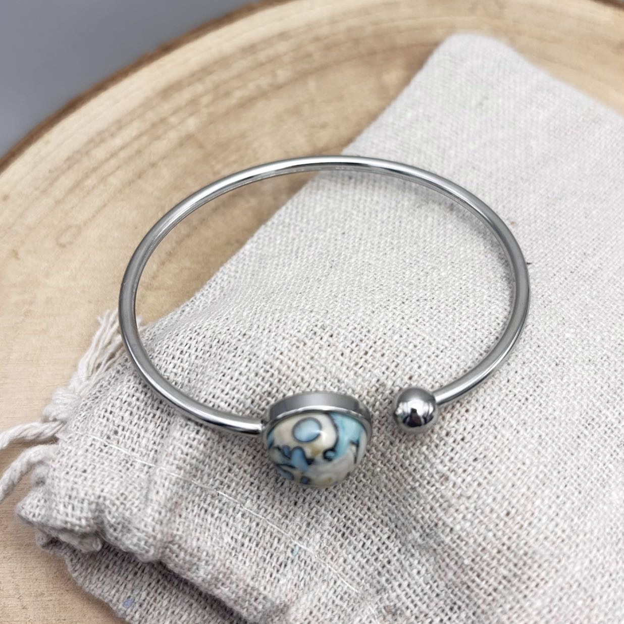 Bracelet-Jonc-Dessus-Acier-Turquoise