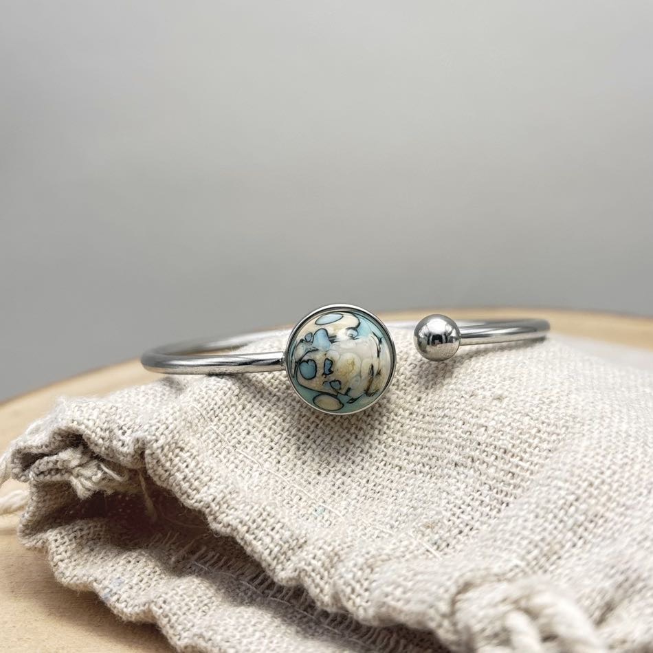 Bracelet-Jonc-Face-Acier-Turquoise