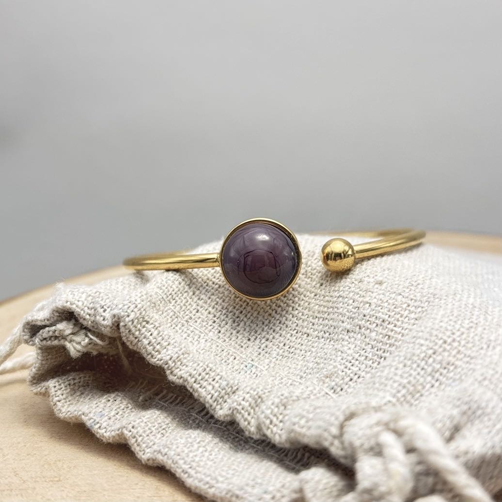 Bracelet-Jonc-Face-Doré-Violine-Uni