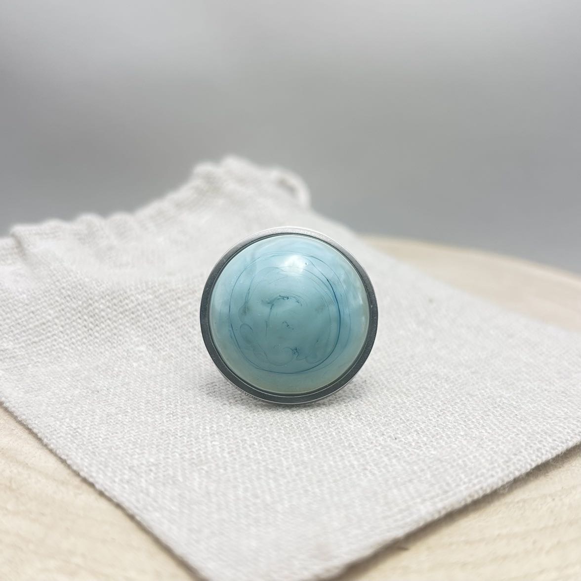 Bague-Cabochon-Plat-Face-Unis-Turquoise