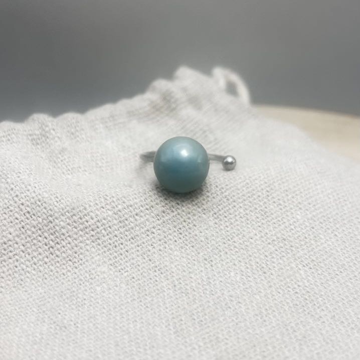 Bague-Décalée-Face-Unis-Turquoise