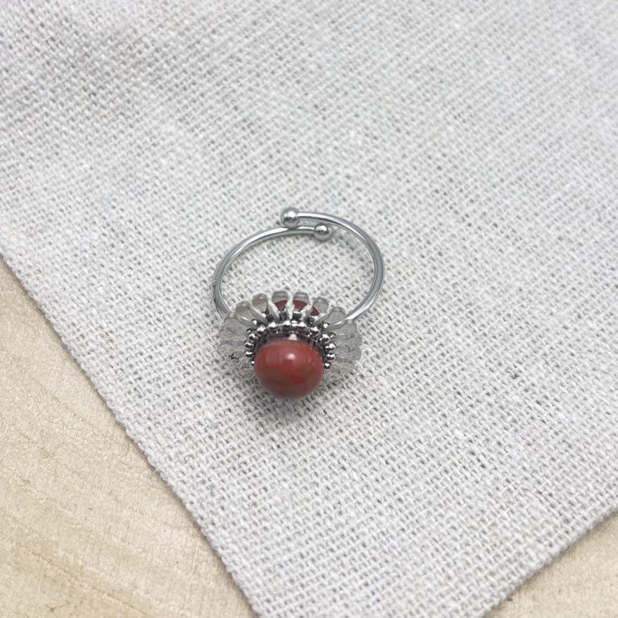 Bague-Fleur-Dessus-Unis-Corail