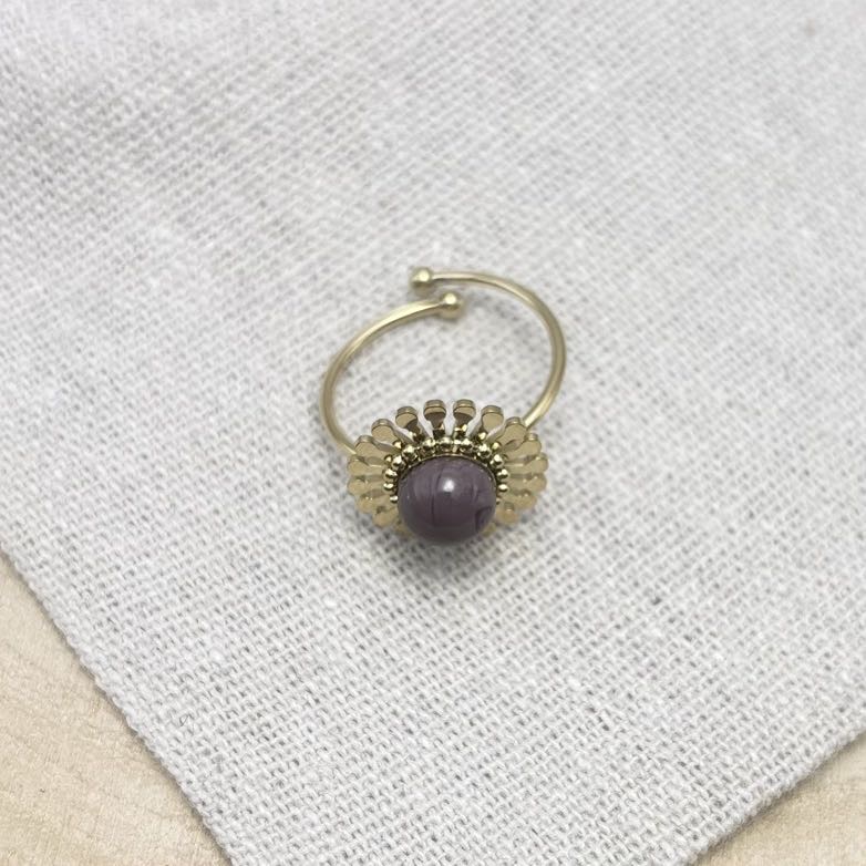 Bague-Fleur-Dessus-Unis-Violine