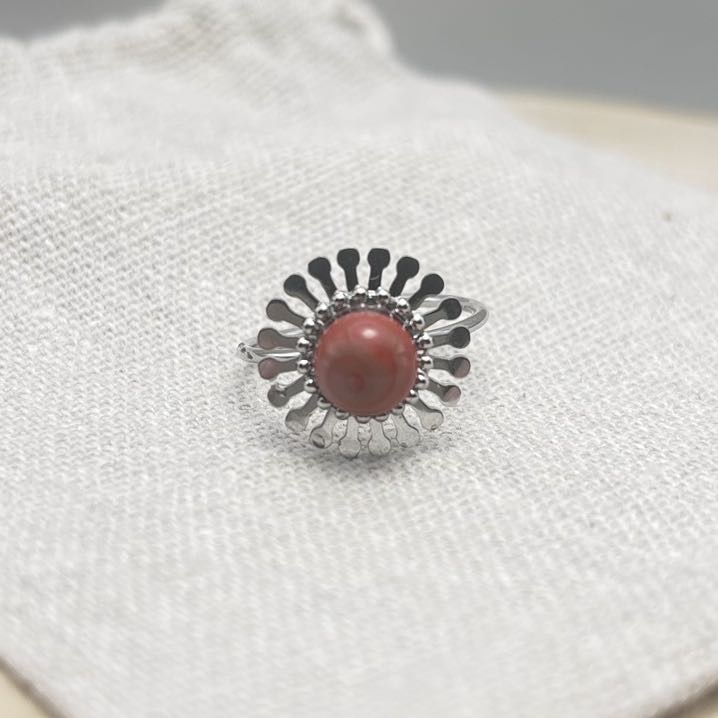 Bague-Fleur-Face-Unis-Corail