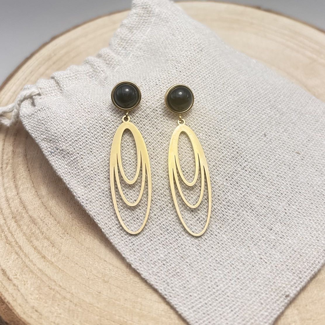 Boucles-Pendantes-Fine-Dessus-Unis-Noir
