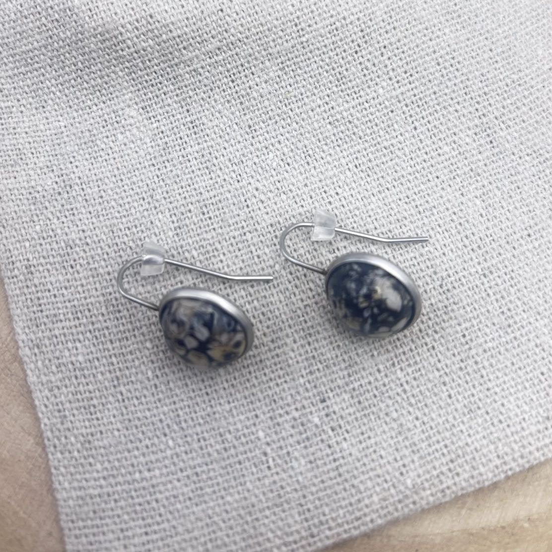 Boucles d’oreilles-Cabochon-Dessus-Intense-Acier