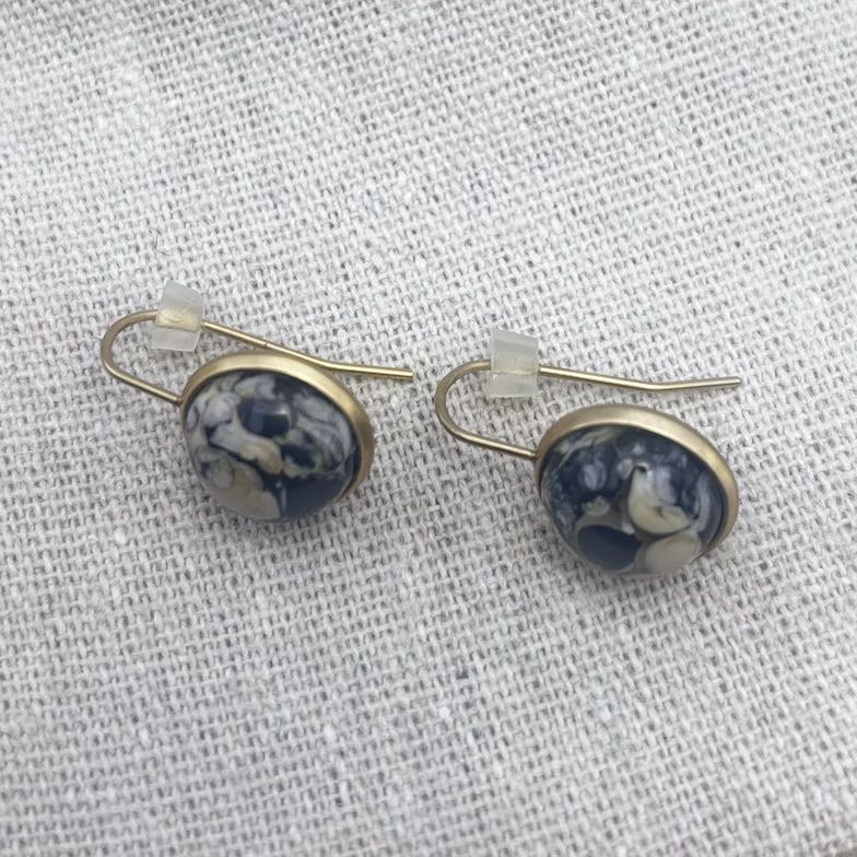 Boucles d’oreilles-Cabochon-Dessus-Intense-Doré