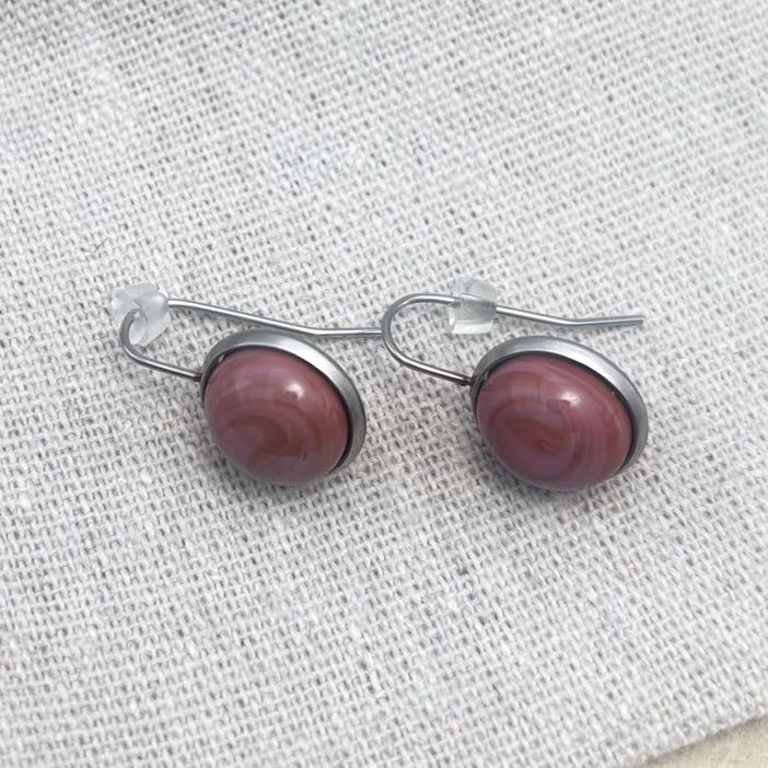 Boucles d’oreilles-Cabochon-Dessus-Unis-Corail