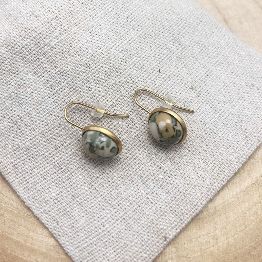 Boucles d’oreilles-Cabochon-Dessus-Verde New
