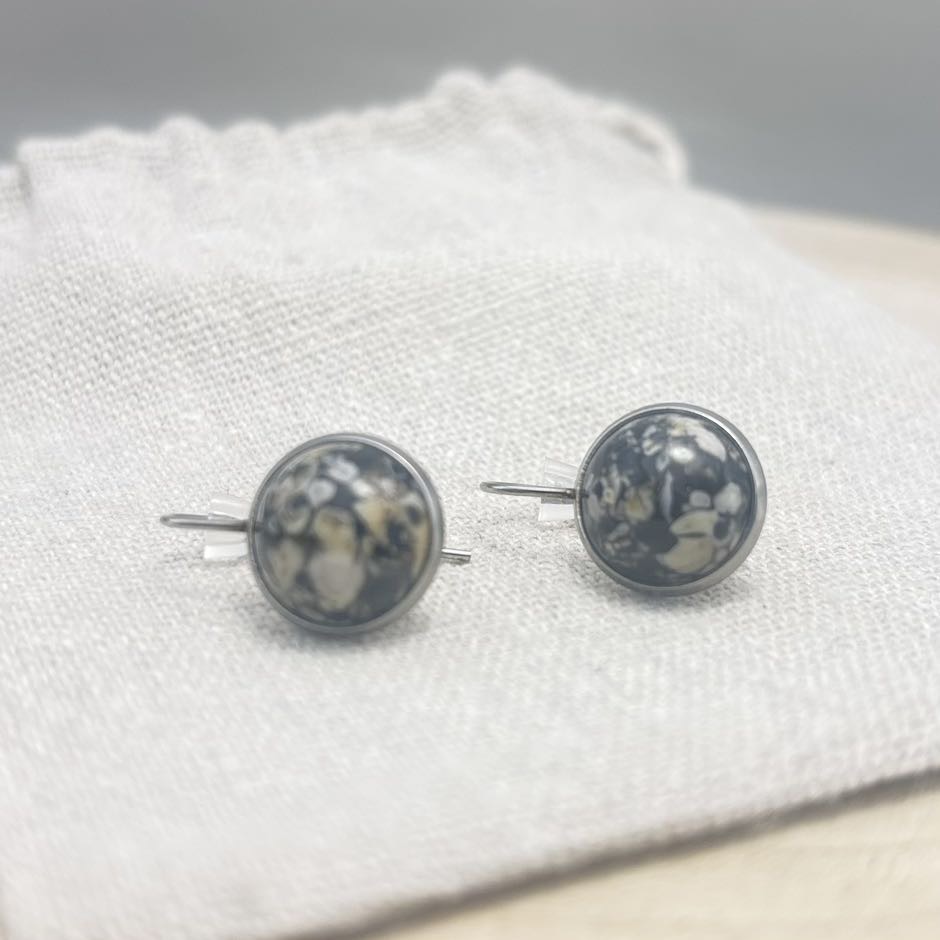 Boucles d’oreilles-Cabochon-Face-Intense-Acier