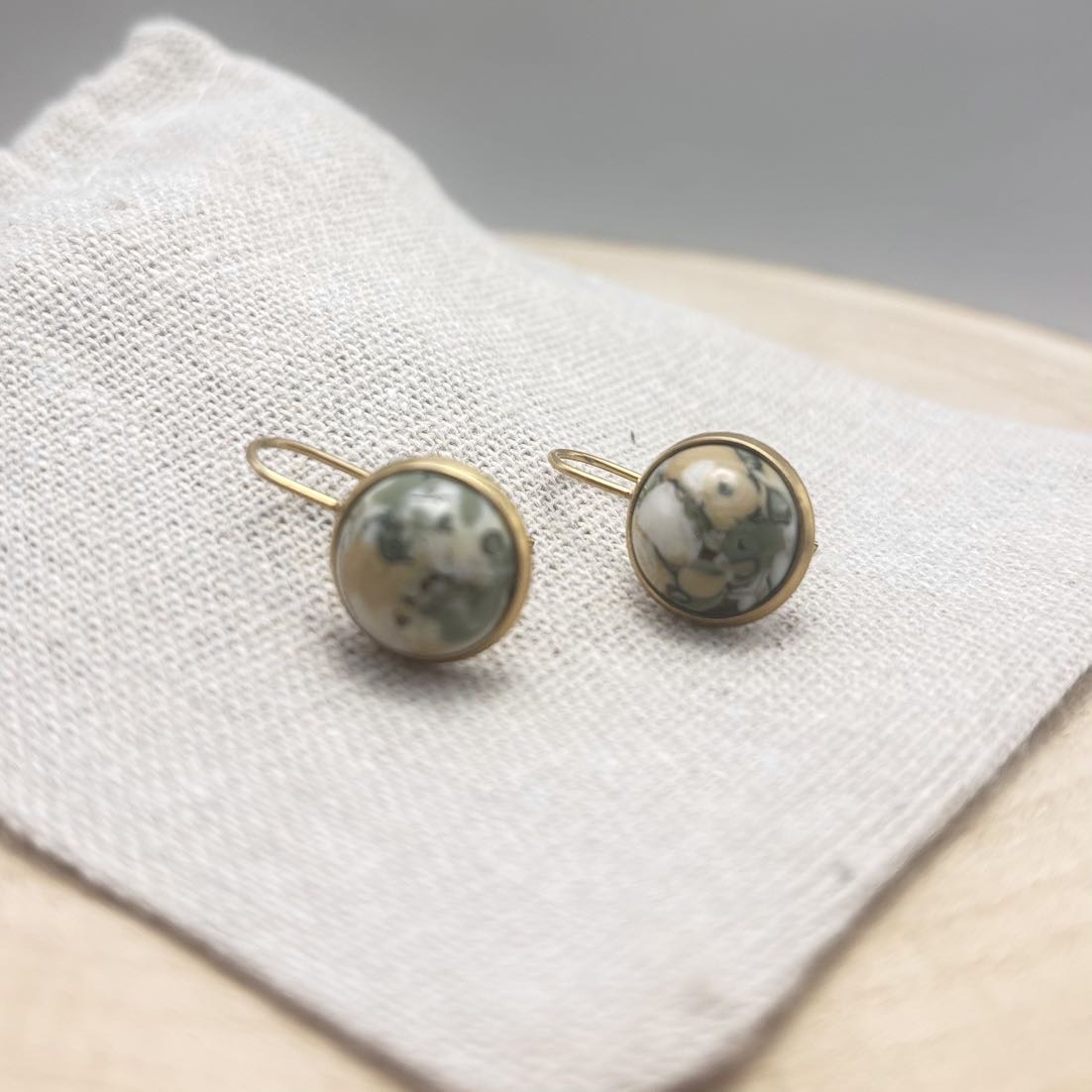 Boucles d’oreilles-Cabochon-Face-Verde New