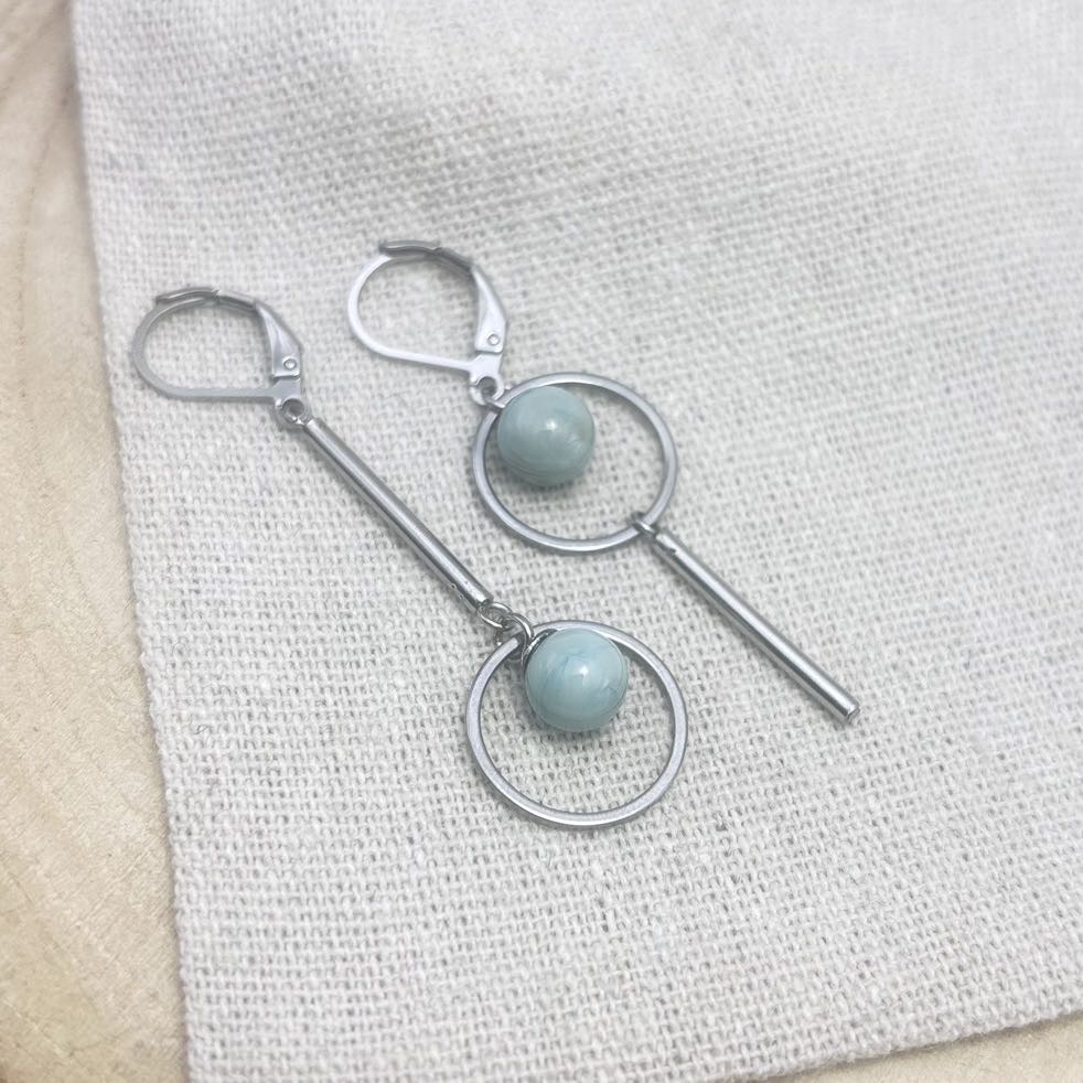 Boucles d’oreilles-Chaînes-Dessus-Turquoise