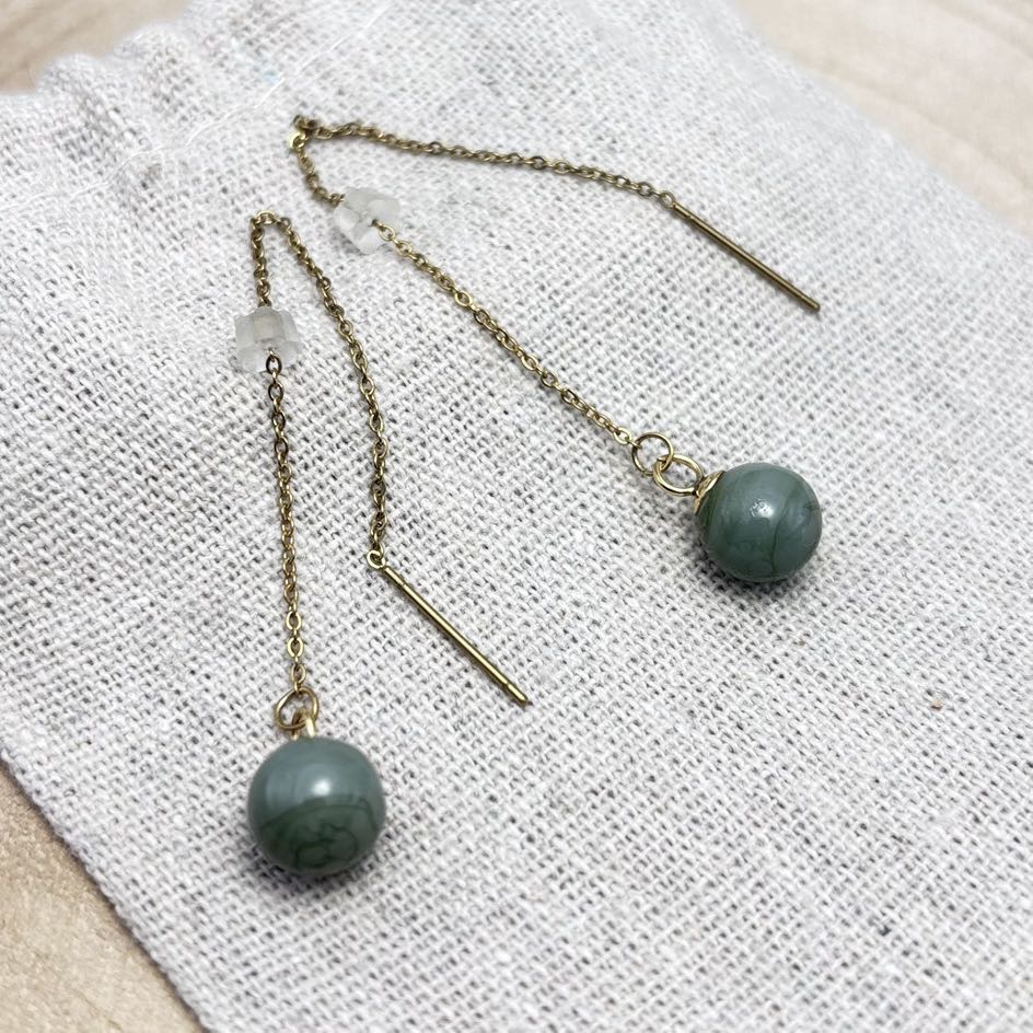 Boucles d’oreilles-Chaînes-Dessus- Unis-Verde