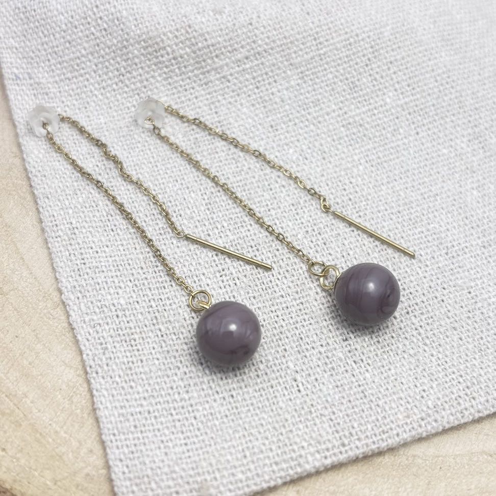 Boucles d’oreilles-Chaînes-Dessus-Unis-Violine
