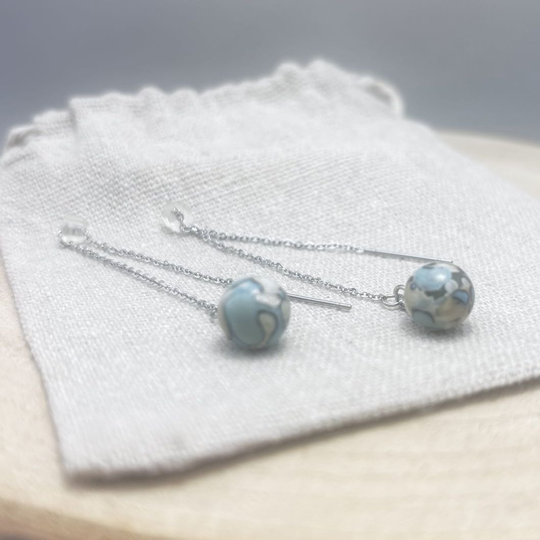 Boucles d’oreilles-Chaînes-Face-Turquoise