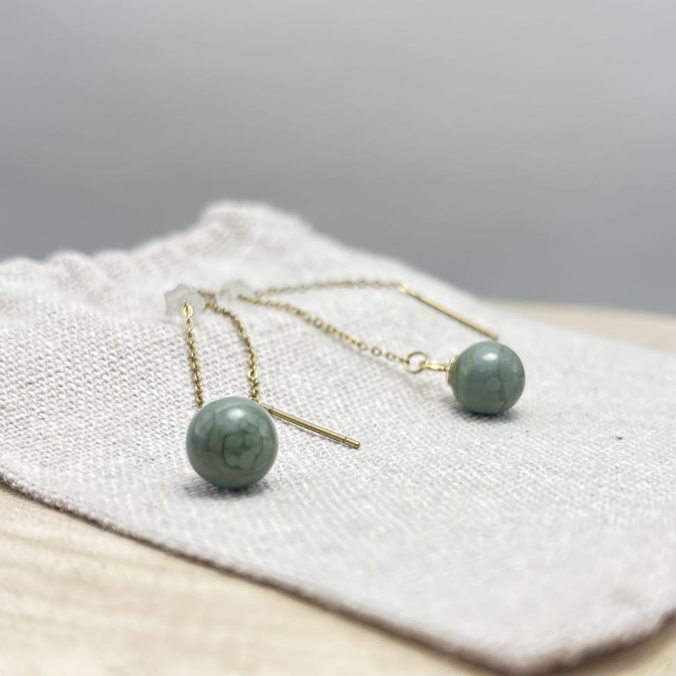 Boucles d’oreilles-Chaînes-Face- Unis-Verde