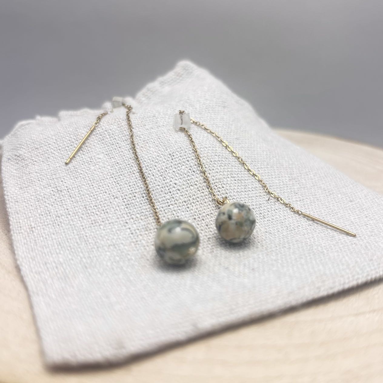 Boucles d’oreilles-Chaînes-Face-Verde New