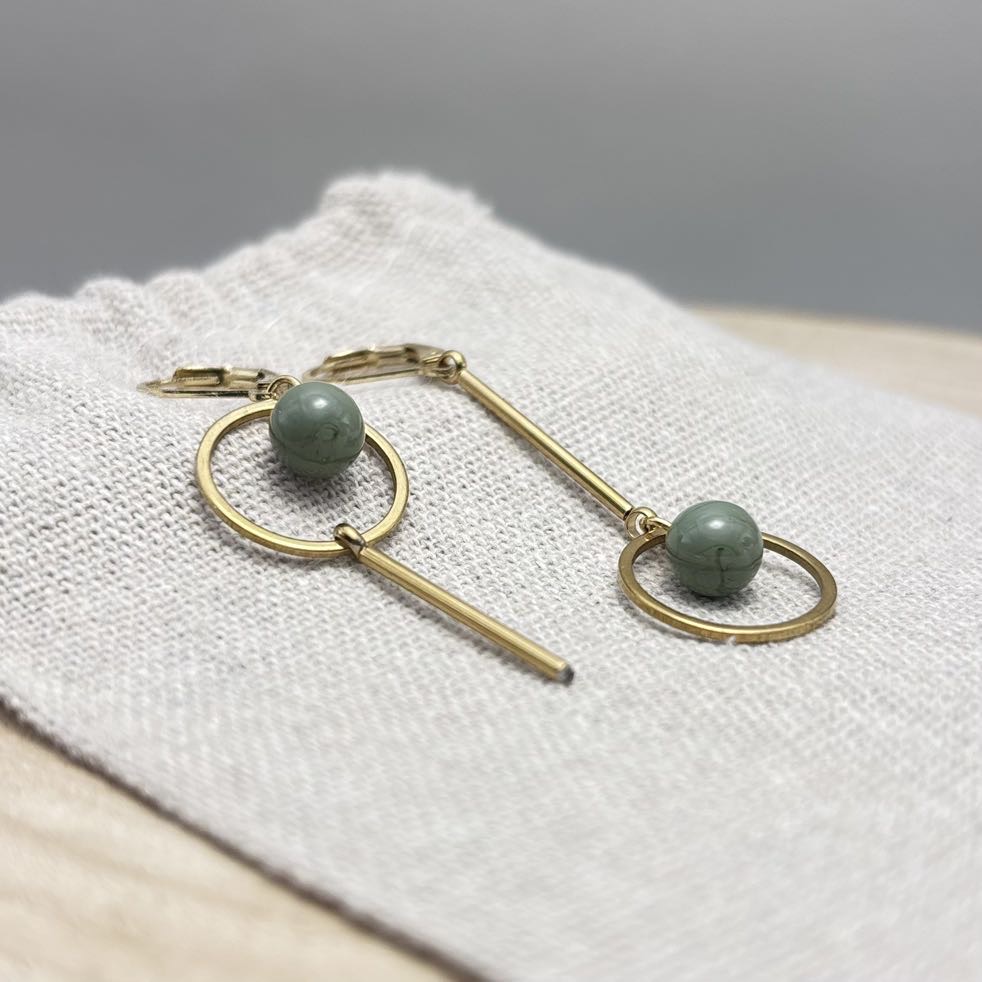 Boucles d’oreilles-Destructurées-Face- Unis-Verde