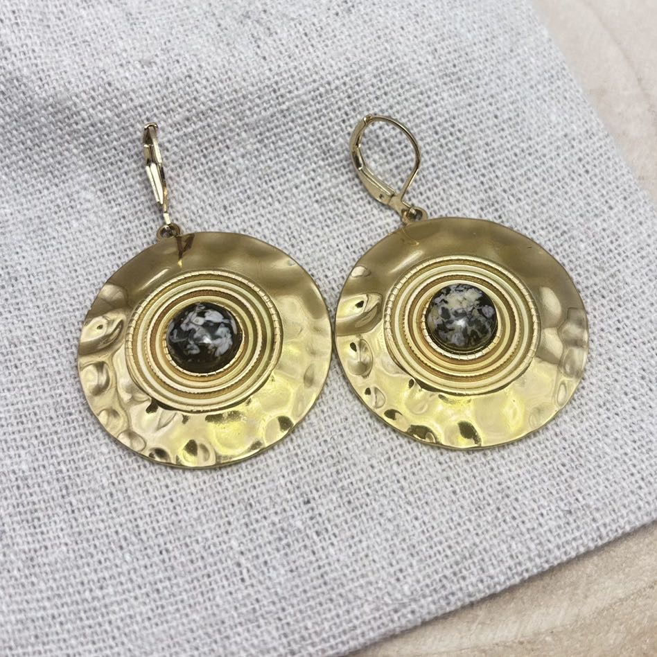 Boucles d’oreilles-Disques-Dessus-Intense-Doré