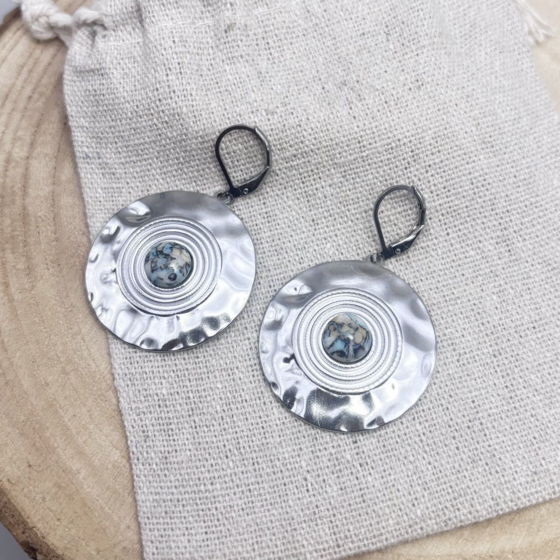 Boucles d’oreilles-Disques-Dessus-Turquoise
