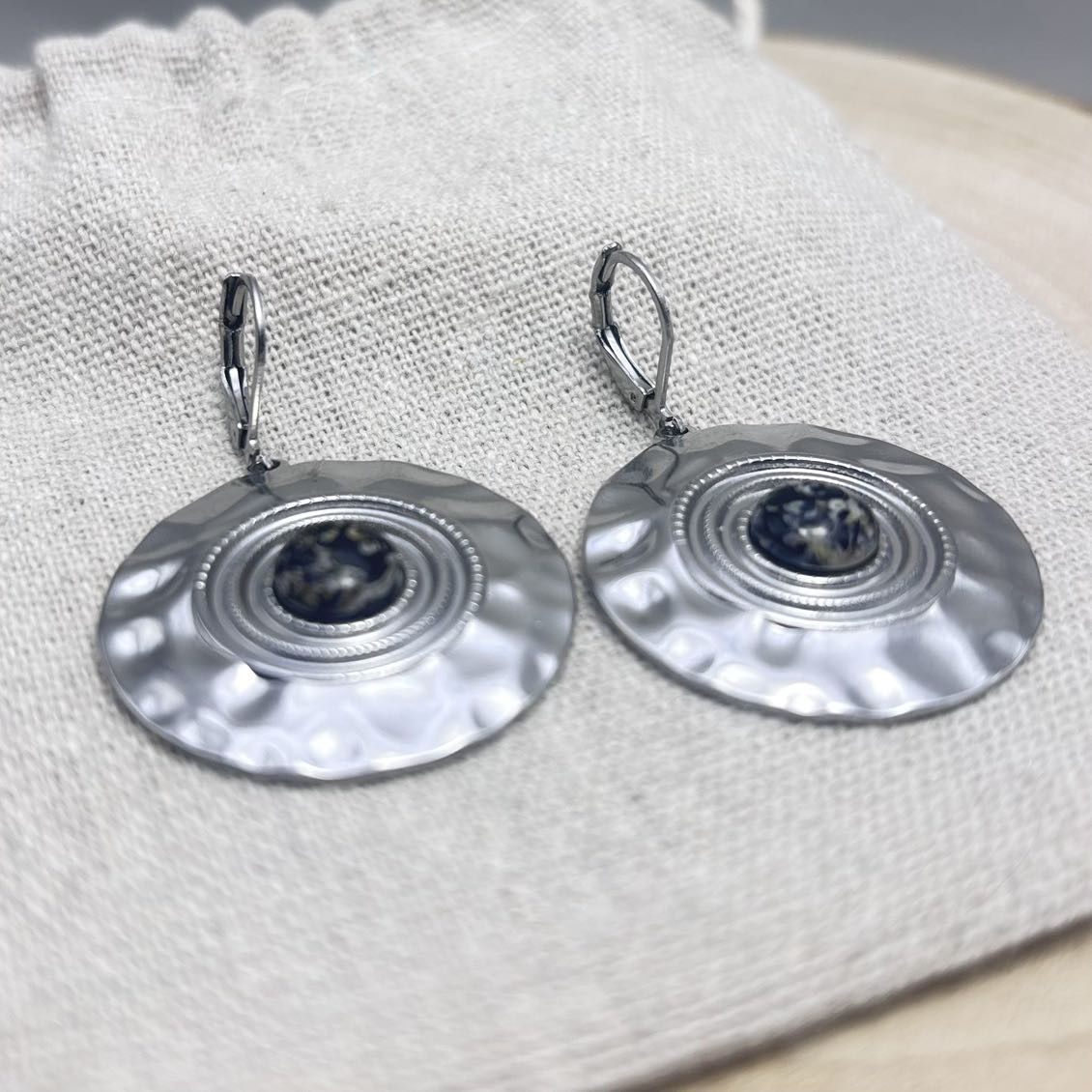 Boucles d’oreilles-Disques-Face-Intense-Acier