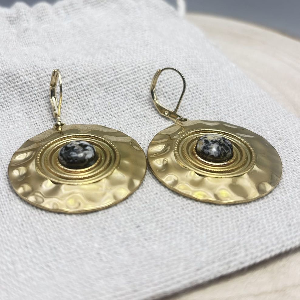 Boucles d’oreilles-Disques-Face-Intense-Doré