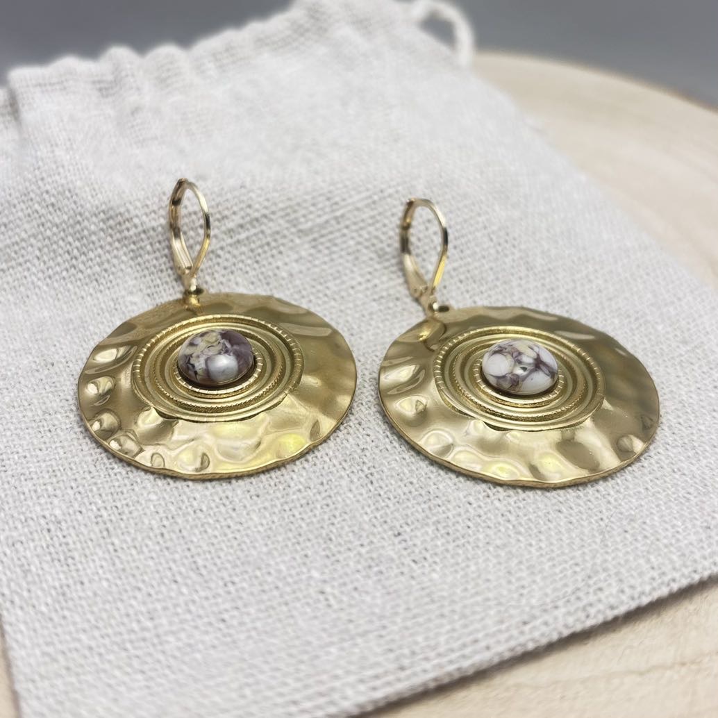 Boucles d’oreilles-Disques-Face-Violine