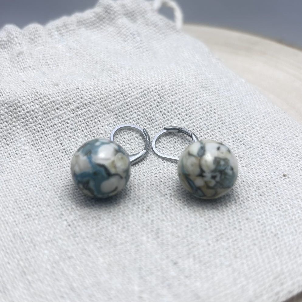 Boucles d’oreilles-Perles-Face-Turquoise