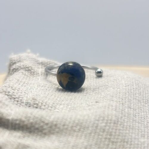 Bague décalée ajustable "Bleu Navy"