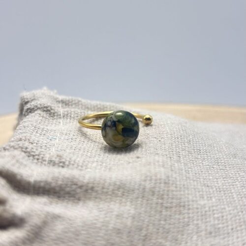 Bague décalée ajustable "Vert Olive"