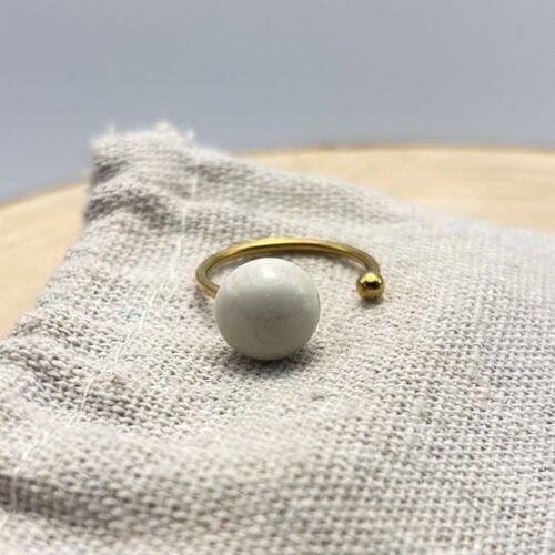 Bague décalée ajustable "Unis" Crème Doré