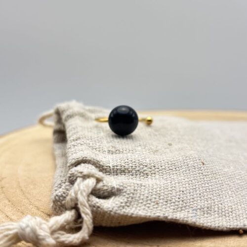 Bague décalée ajustable "Unis" Noir doré