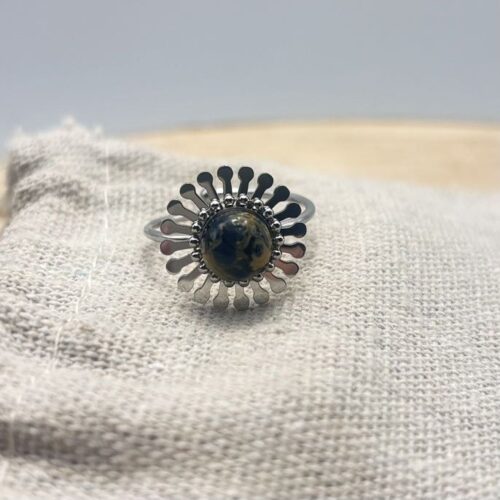 Bague fleur ajustable "Bleu Navy" - Epuisé