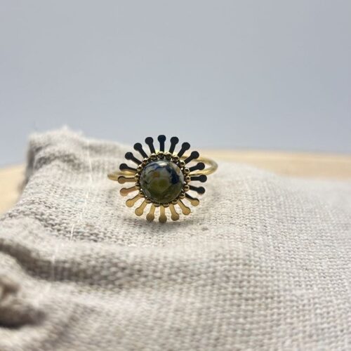 Bague fleur ajustable "Vert Olive"