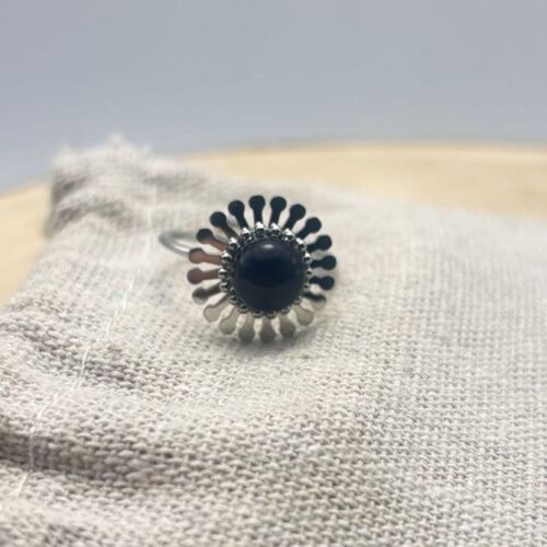 Bague fleur ajustable "Unis" Bleu Navy