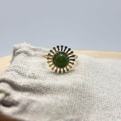 Bague fleur ajustable "Unis" Vert Olive