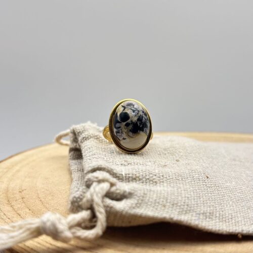 Bague cabochon ovale ajustable "Intense Doré"