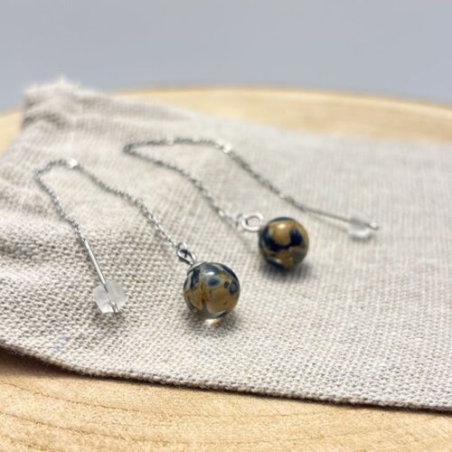 Boucles d'oreilles chaînettes "Bleu Navy"