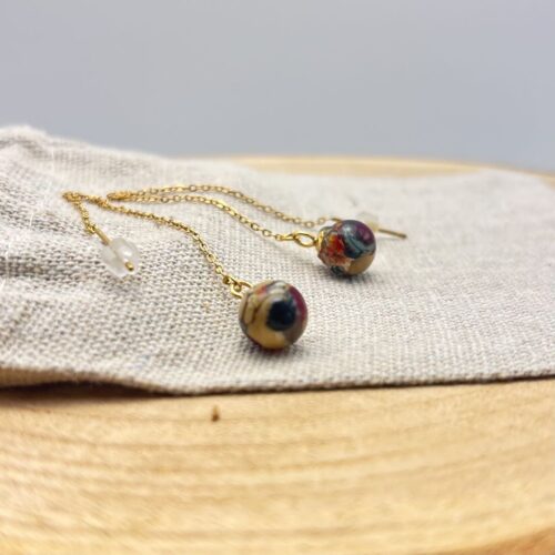 Boucles d'oreilles chaînettes "Rouge Bordeaux"