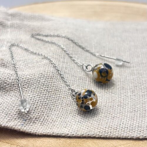 Boucles d'oreilles chaînettes "Jaune Cèdre" - Epuisé