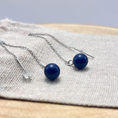 Boucles d'oreilles chaînettes "Unis" Bleu Navy