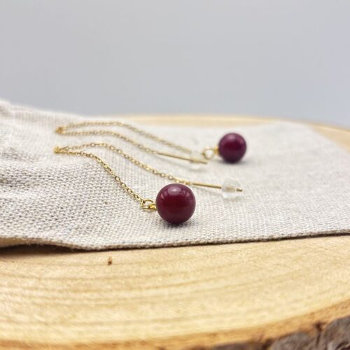 Boucles d'oreilles chaînettes "Unis" Rouge Bordeaux - Epuisé