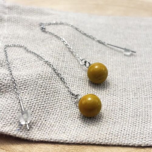 Boucles d'oreilles chaînettes "Unis" Jaune Cèdre