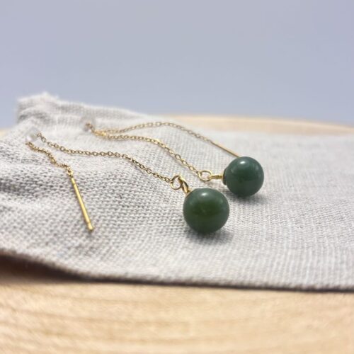 Boucles d'oreilles chaînettes "Unis" Vert Olive
