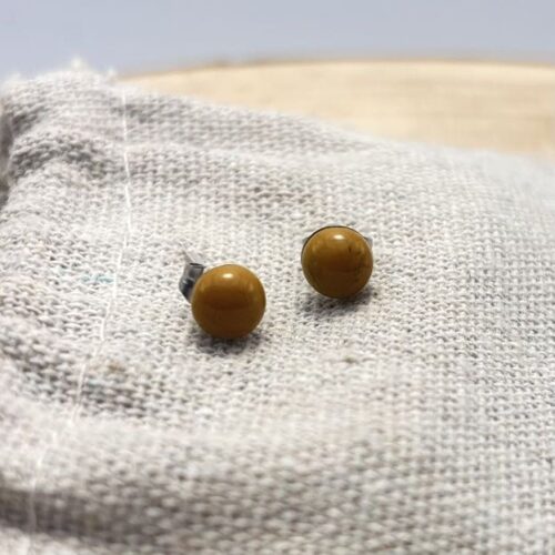 Clous d'oreilles "Unis" Jaune Cèdre