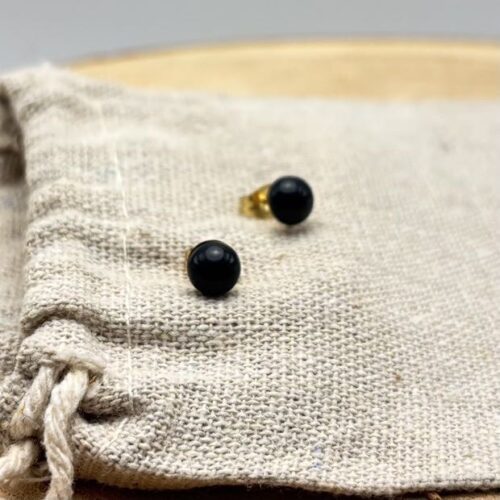 Clous d'oreilles "Unis" Noir doré
