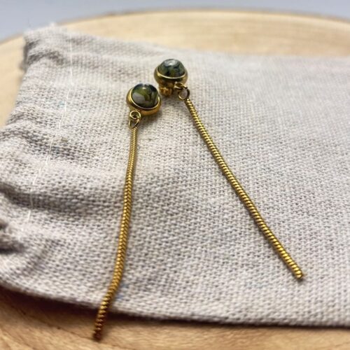Clous d'oreilles pendants "Vert Olive"
